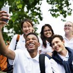 Group of teenage school children